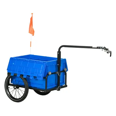 HOMCOM Bicycle Trailer with Foldable Storage Box and Pneumatic Tyres, Blue