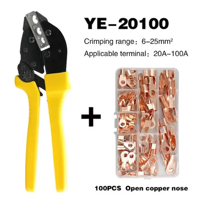 YE-20100 +100PCS Set Crimping Pliers Tools Wire Lug U Type Terminal Crimper Plier Set Cable Clam