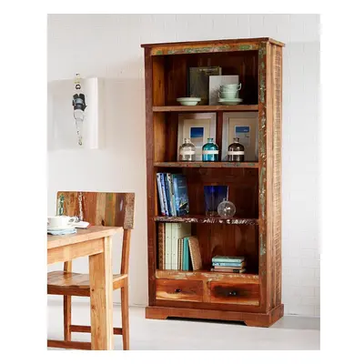 Beverly Large Tier Bookcase Display Unit Book DVD Storage Rustic Wood Style