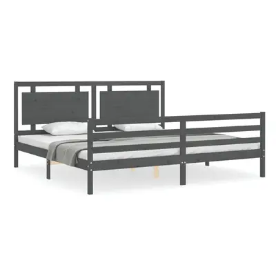 (grey, x cm) vidaXL Bed Frame Bed Base Platform Bed with Headboard Black Single Solid Wood