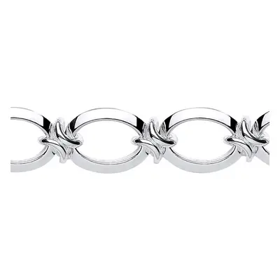 Jewelco London Ladies Sterling Silver Flat Oval Chain Bracelet 15mm 8.5 inch - GVB284