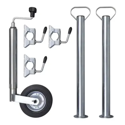 vidaXL mm Jockey Wheel with Support Tubes & Split Clamps Cargo Trailer