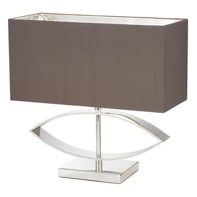 Rectangle Table Lamp Light Silver Taupe Shade Square Metal Base Desk Sideboard