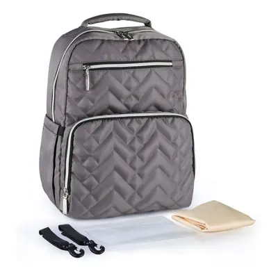 (Grey) Diaper Bag Backpack With Stroller Strap