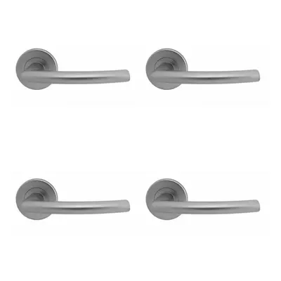 4x PAIR Oval Shaped Curved Bar Handle Concealed Fix Round Rose Satin Chrome