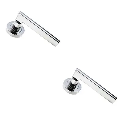 2x PAIR Straight Plinth Mounted Lever on Round Rose Concealed Fix Nickel