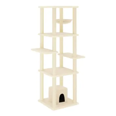 (cream) vidaXL Cat Tree with Sisal Scratching Posts Pet Cat Scratch Tower Light Grey