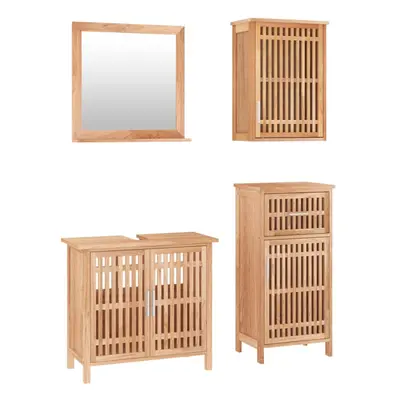 (mirror + sink cabinet + standing cabinet + wall cabinet) vidaXL Bathroom Furniture Set Solid Wo