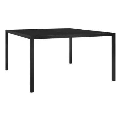 vidaXL Garden Table Steel and Glass Black Outdoor Patio Dining Table Unit