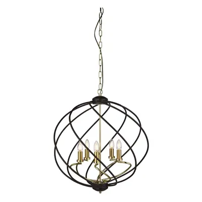 Searchlight Flow Light Pendant. Black/Gold