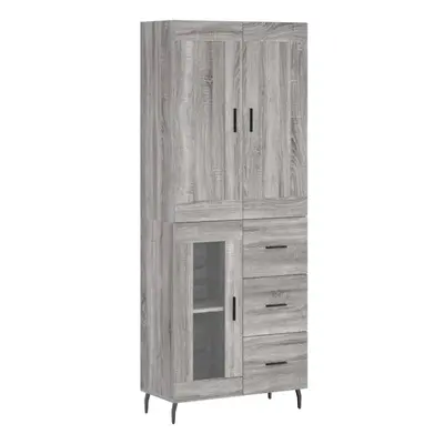 (grey sonoma, glass door drawers) vidaXL Highboard Sideboard Cupboard Side Board Storage Cabinet