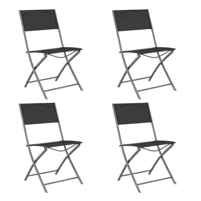 (black, 4) vidaXL 2/4x Folding Outdoor Chairs Steel and Textilene Dining Chair Grey/Black