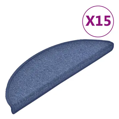 vidaXL 15x Carpet Stair Treads Blue 56x17cm Non Slip Step Rug Protector Sheet