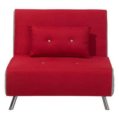 Fabric Single Sofa Bed Red FARRIS