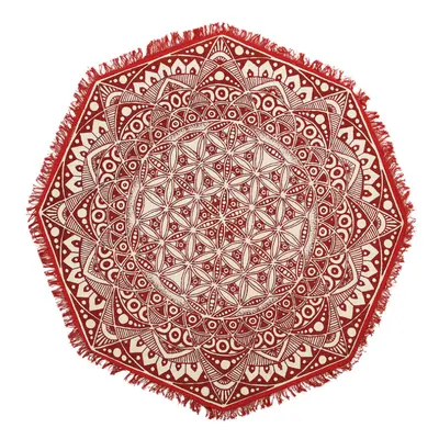 Round Area Rug Mandala Pattern Ã¸ cm Red and Cream MEZITILI