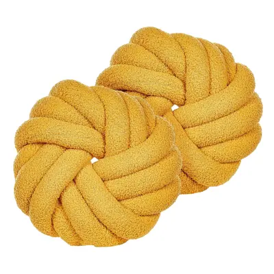 Set of Boucle Knot Cushions x cm Yellow AKOLA