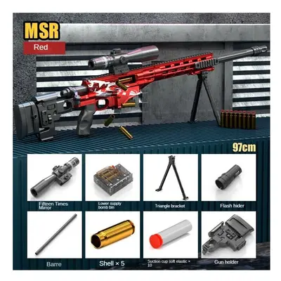 ( Red) Kids MSR Sniper Rifle Toys Blasters Gun Pistol Foam Pellet Shell Ejecting Gun