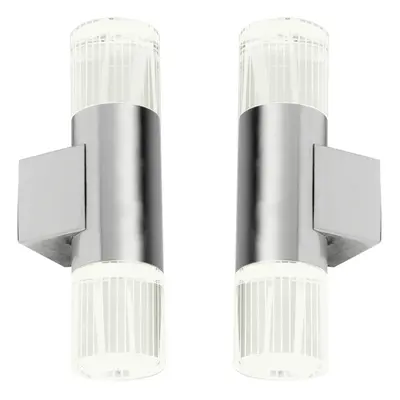 2 PACK IP44 Accent LED Light Steel Double Glass Up Down Wall Lamp Porch Garden