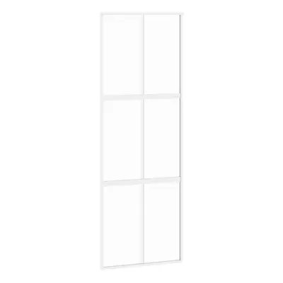 vidaXL Sliding Door Interior Barn Door White Tempered Glass and Aluminium