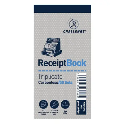 Challenge x mm Triplicate Receipt Book, Carbonless, Pages, Set of