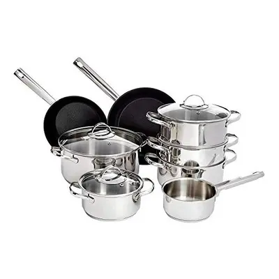 11-Piece Stainless Steel Induction Cookware Set - Including Non-Stick Frying Pan, Casserole and 