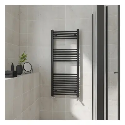 (Straight, 1200x500mm) Warmehaus Heated Towel Rail Black Bathroom Ladder Style Radiator Central 