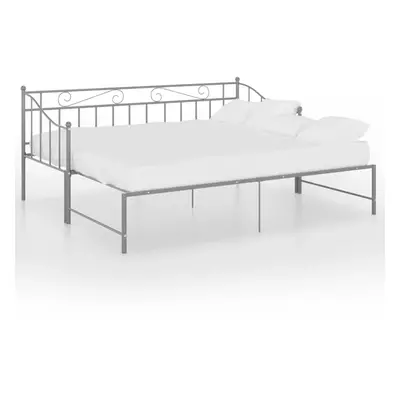 vidaXL Pull-out Sofa Bed Frame Grey Metal for Day Sleeping Guest Sleepover