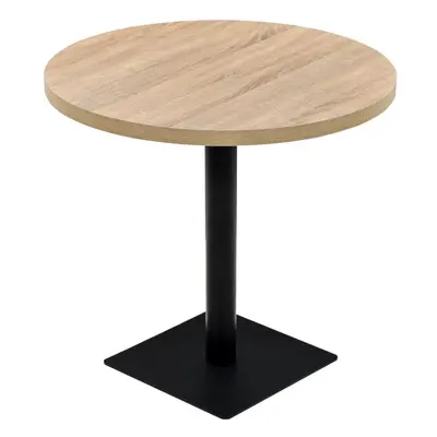 vidaXL Bistro Table MDF and Steel Round 80x75cm Oak Colour Kitchen Furniture