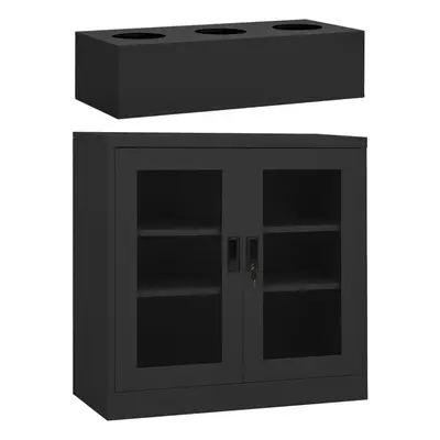 vidaXL Office Cabinet with Planter Box Anthracite Steel Flower Box Plant Pot