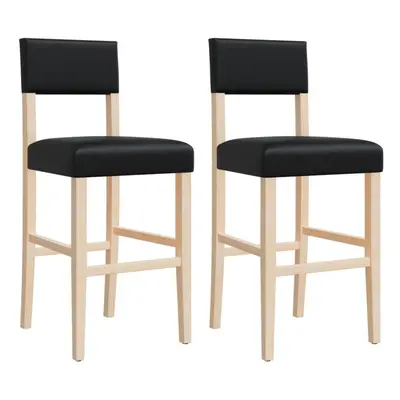 (black) vidaXL Bar Chairs pcs Bar Stool Pub Chair Solid Wood Rubber and Faux Leather