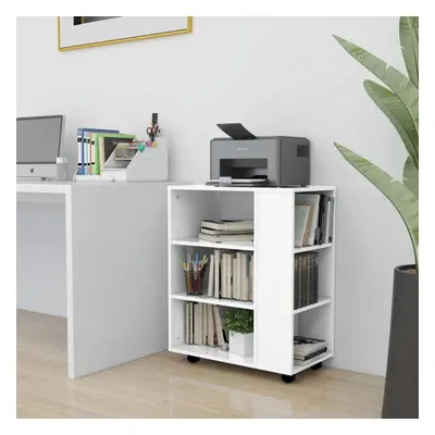 vidaXL Rolling Cabinet High Gloss White Engineered Wood Drawer Rolling Cabinet