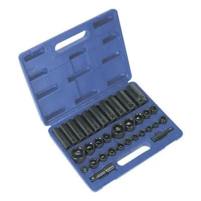 32 Piece Impact Socket Set - 3/8" & 1/2" Sq Drive - Standard & Deep Sockets