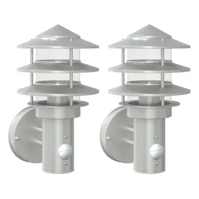 (silver, pcs/ with sensor) vidaXL Outdoor Wall Light with Sensor Porch Wall Lamp Silver Stainles