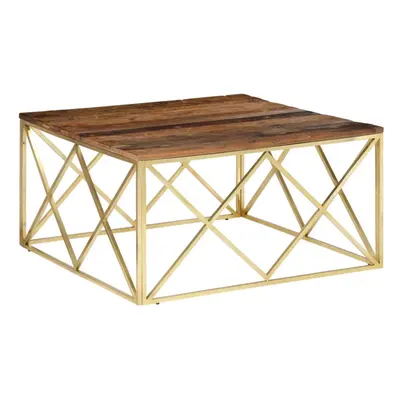 (gold, solid sleeper wood) vidaXL Coffee Table End Table Sofa Table Stainless Steel and Tempered