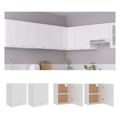 vidaXL 2x Kitchen Cabinets White Engineered Wood Home Storage Shelf Organiser