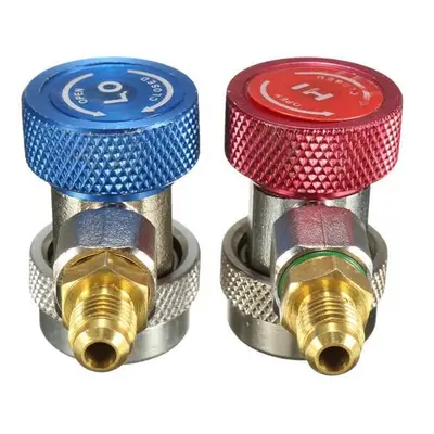 (Red) AC Air Condition Adjustable Quick Connector Adapter High/Low Pressure