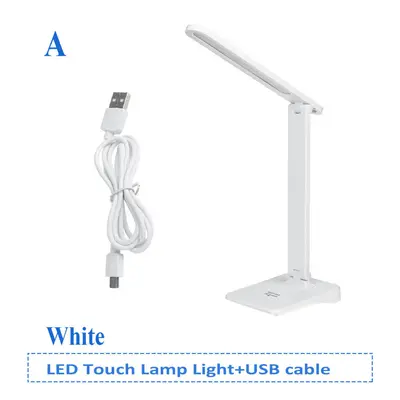 (white shell table lamp + USB cable line) USB Touch Diming LED Desk Lamp Modes Adjustable Night 