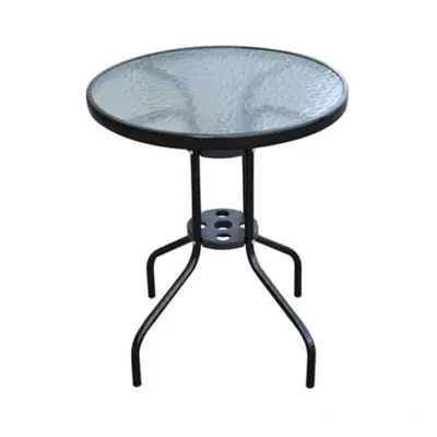 60cm Outdoor Metal Black Patio Table Round Garden Bistro Side Table