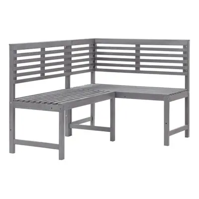 vidaXL Solid Acacia Wood Garden Corner Bench Grey Outdoor Balcony Lounge Chair