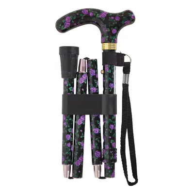 Deluxe Ambidextrous Foldable Walking Cane - Height Settings - Magic Blossom