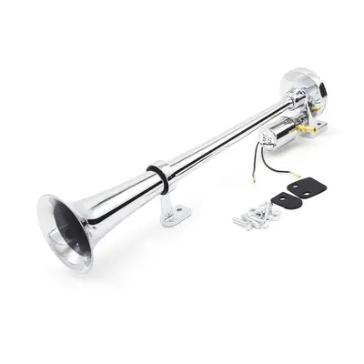 Single-tube Trumpet Electric Horn Chrome Air Loudspeaker Kit 150dB 12V/24V Universal for Train T