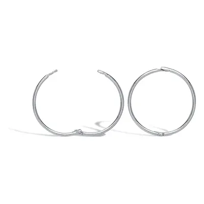 Jewelco London Solid 9ct White Gold Hinged Sleeper 1mm Hoop Earrings 15mm - JER648B