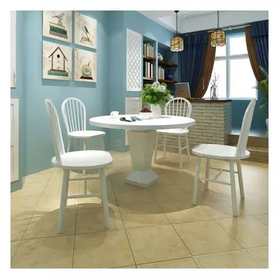 4 Wooden Dining Chairs Round White