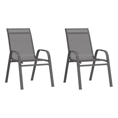 (grey, 2) vidaXL Stackable Garden Chairs Outdoor Chairs Dining Chair Textilene Fabric