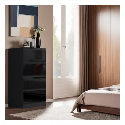 Black Gloss Drawer Chest Of Drawers Bedroom Storage Furniture