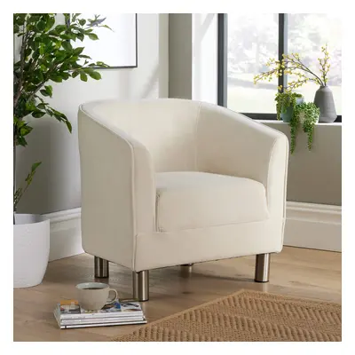 (Cream) Home Source Dorothy Velvet Padded Occasional Accent Tub Chair