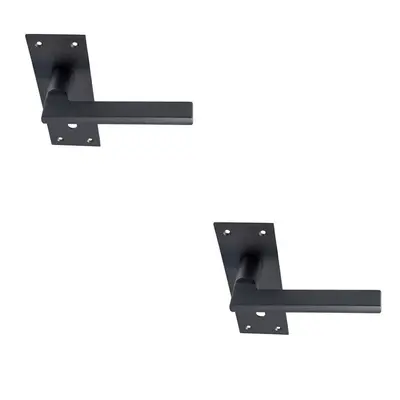 2x PAIR Straight Bar Handle on Slim Lock Backplate x 50mm Matt Bronze