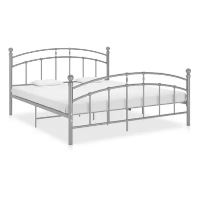 vidaXL Bed Frame Grey Metal 200x200 cm Bedroom Adults Kids Bed Base Bedstead