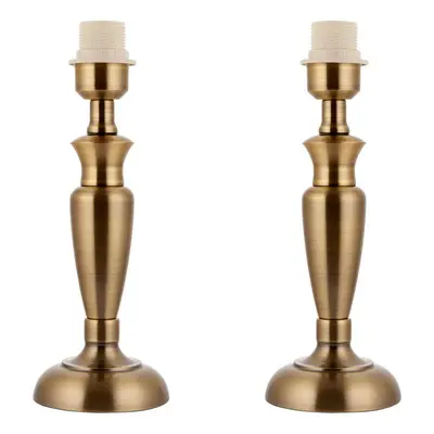 2 PACK | Brass Table Lamp Light 310mm Tall Aged Metal Base Only Desk Sideboard