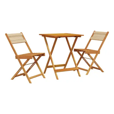 vidaXL Bistro Set Piece Outdoor Bar Set Beige Polypropylene and Solid Wood